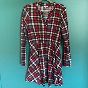 White Birch Plaid Long Sleeve Dress with shorts Fall